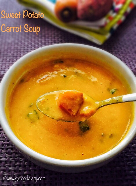 Sweet Potato Carrot Soup Recipe for Babies, Toddlers and Kids3