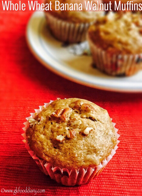 Whole Wheat Banana Walnut Muffins Recipe for Toddlers and Kids