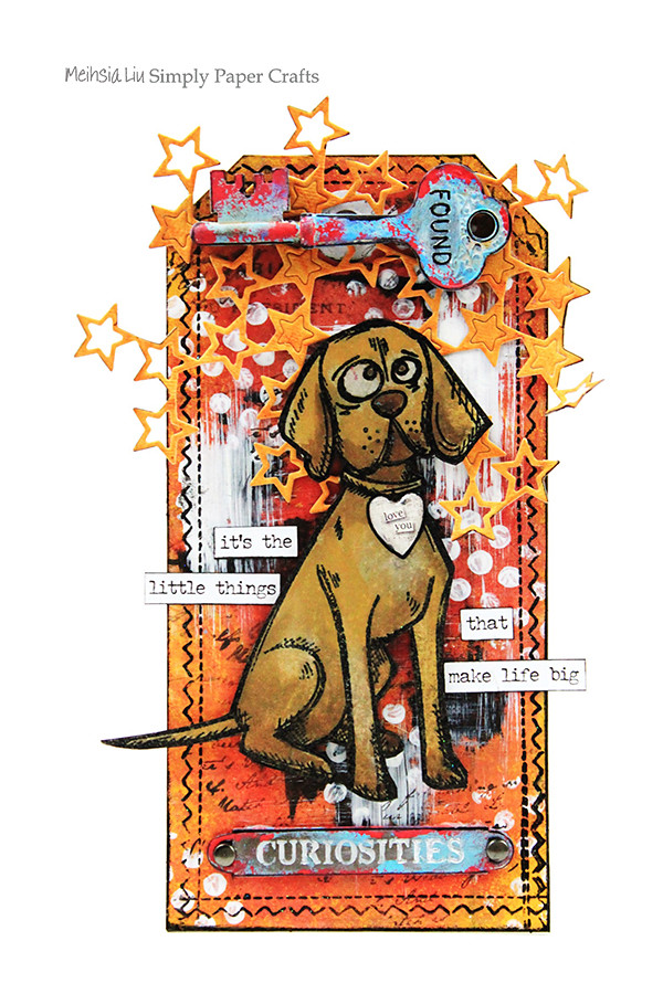 Meihsia Liu Simply Paper Crafts Mixed Media tag Tm Holtz Dog 600