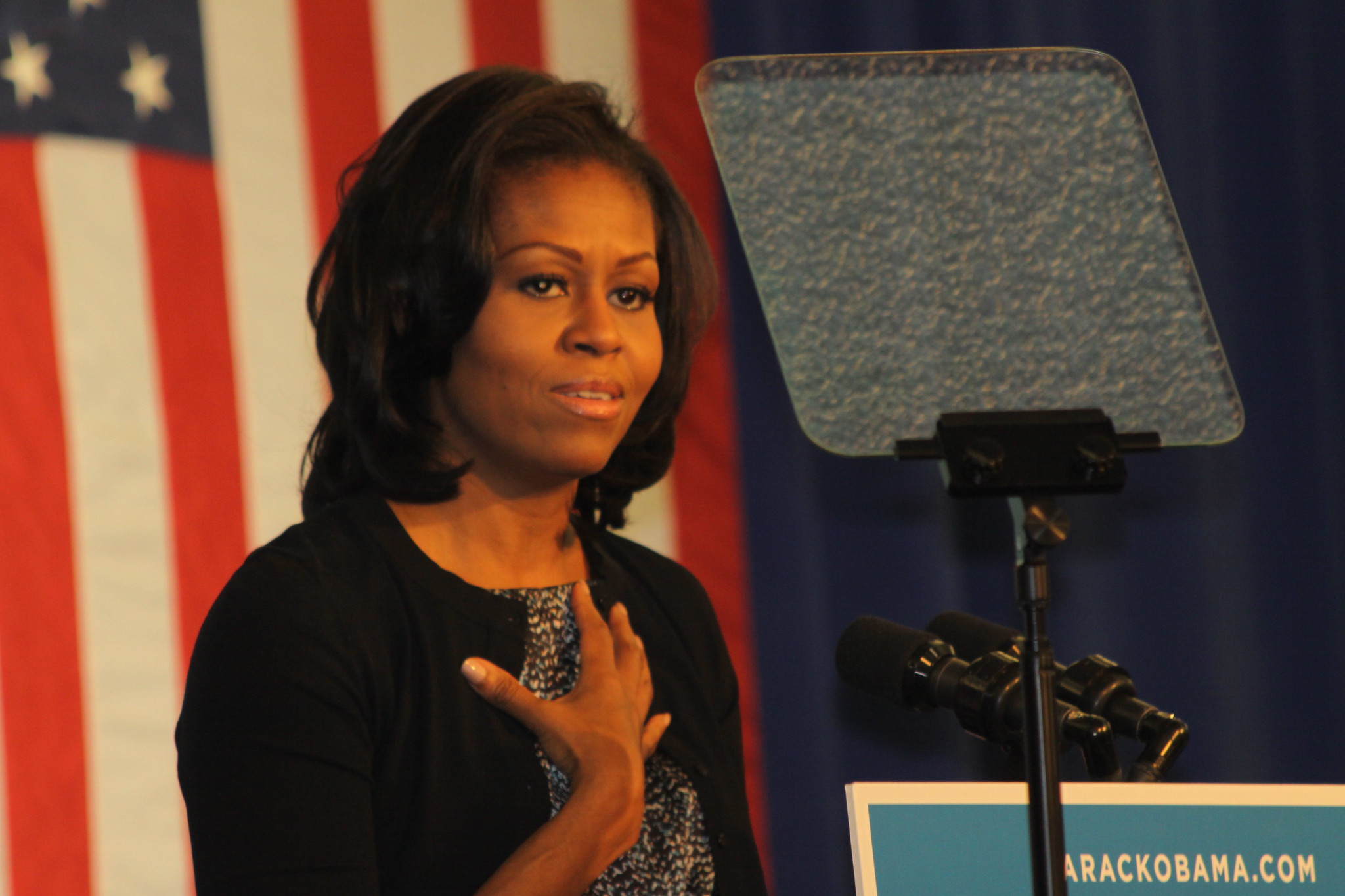 Michelle Obama in Iowa City in 2012 election.