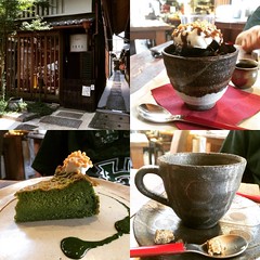 1st time checking out café quarirengue : coffee jelly, matcha cake & coffee❤︎ #kyoto #caféquarirengue #japan #カフェ火裏蓮花 #京都 #latergram