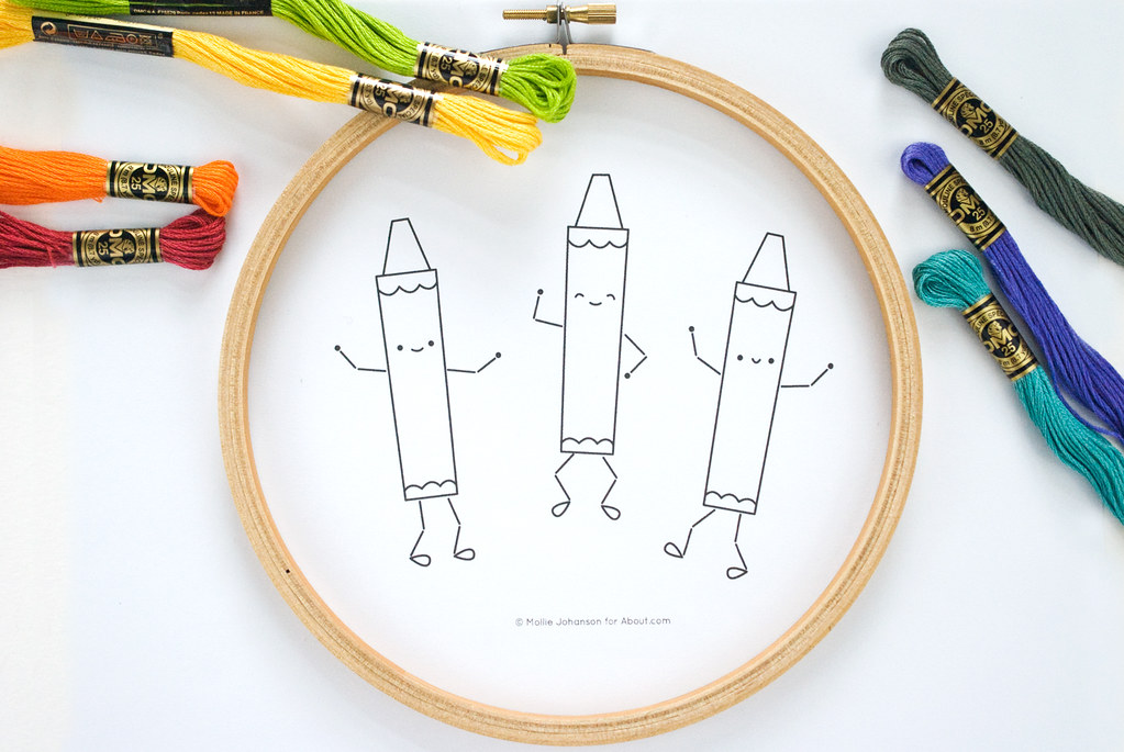 Happy Crayons Embroidery Pattern
