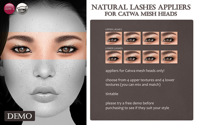 Natural Lashes Appliers for Catwa Mesh Heads (for FLF)