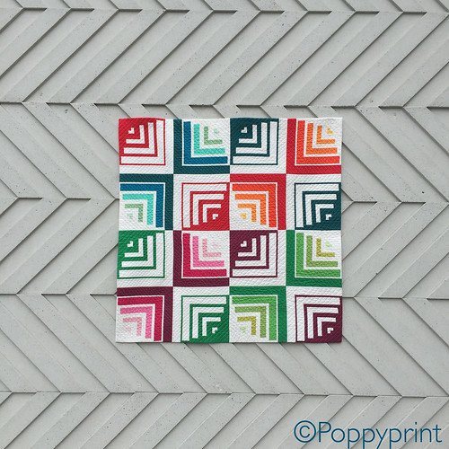 Round Peg, Square Hole by Poppyprint, August 2016. 38" square. RJR Supreme Cotton Solids.