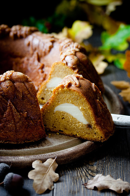 Pumpkin Cake with Ginger Cream Filling
