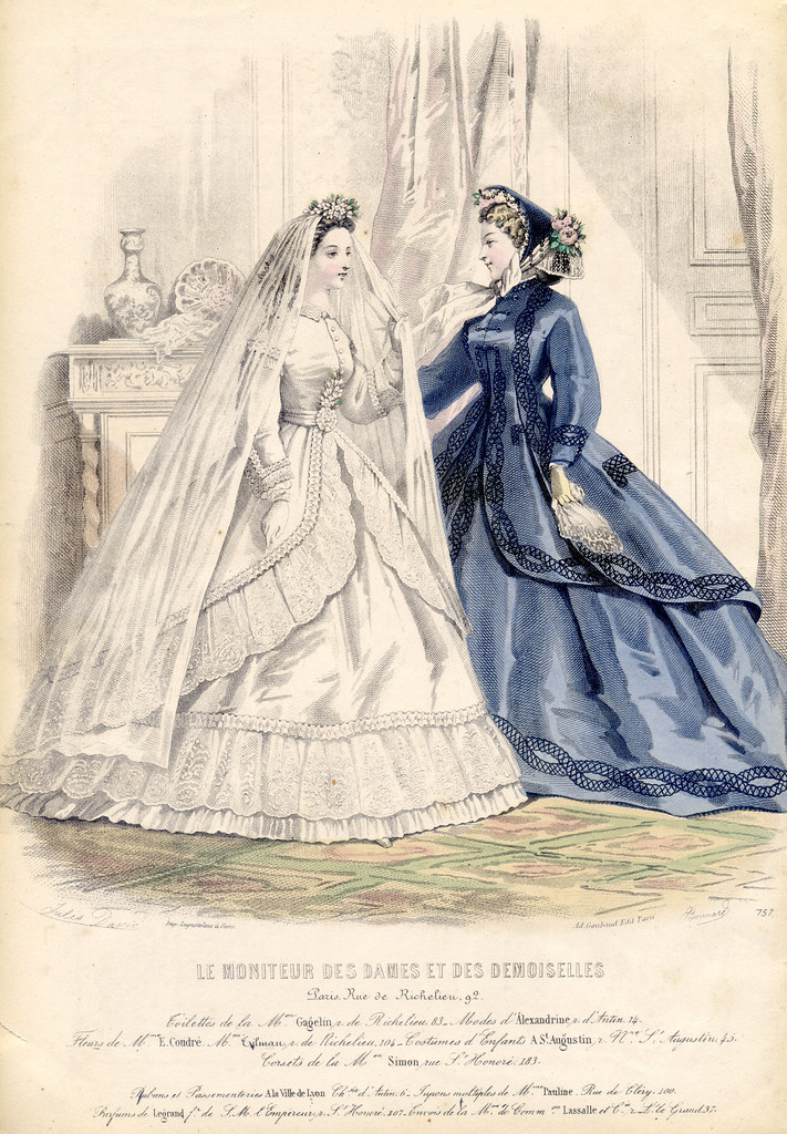 Gravure de mode, robe de mariée