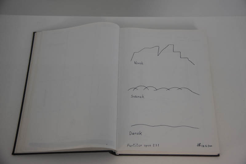 Henning Christiansen (2) Original notation in sketch book, 2000_Kunsthal 44 Moen 2016_foto Thomas Gunnar Bagge_2700