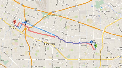 Bike route compare: Google vs MapQuest