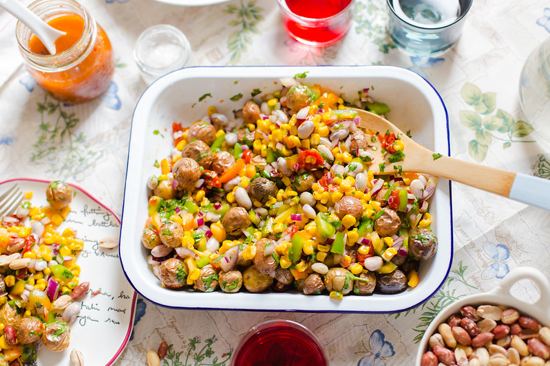 Roasted Potato and Cranberry Bean Summer Salad