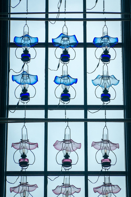 Glass lamps as decoration inside JR Otaru station