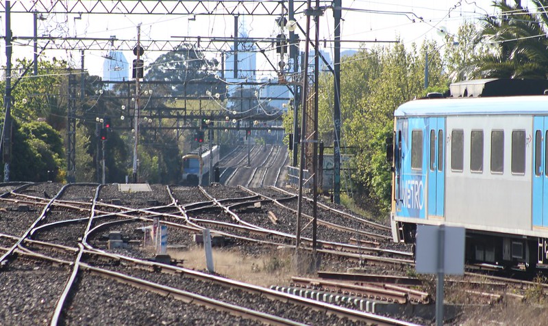 Looking towards Melbourne, from Caulfield station platform 1