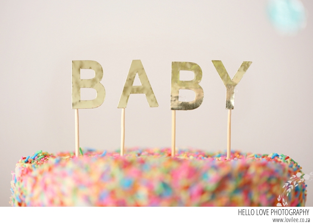 confetti gender reveal party - new baby cake