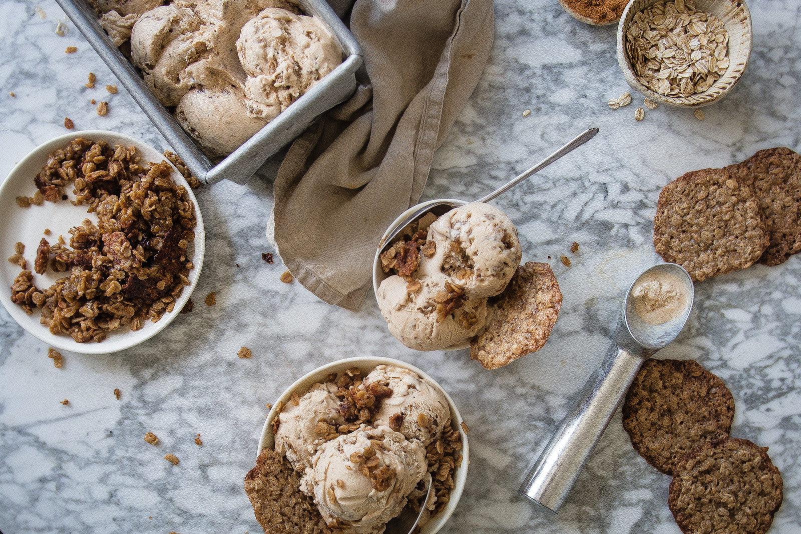 oatmeal lace ice cream | two red bowls