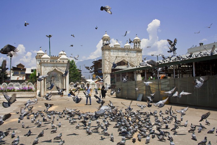 Hazrat Bal Mosque in Srinagar, Jammu and Kashmir, India