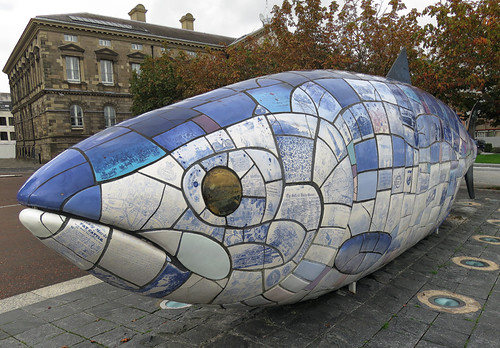 The 'Big Fish' mosaic sculpture on Belfast's Marine Trail